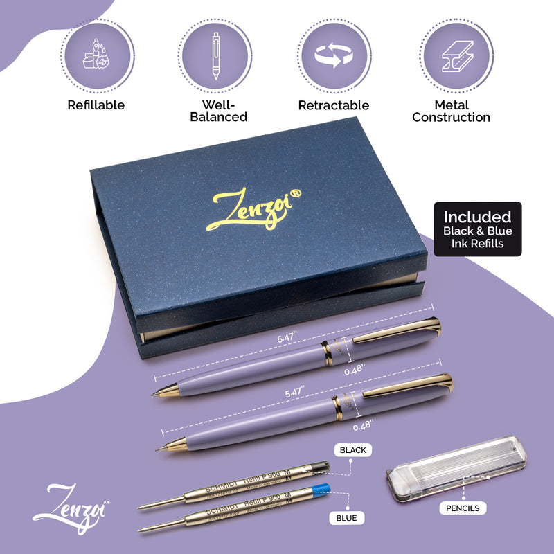 Lavender Pen & Mechanical Pencil Set - ZenZoi