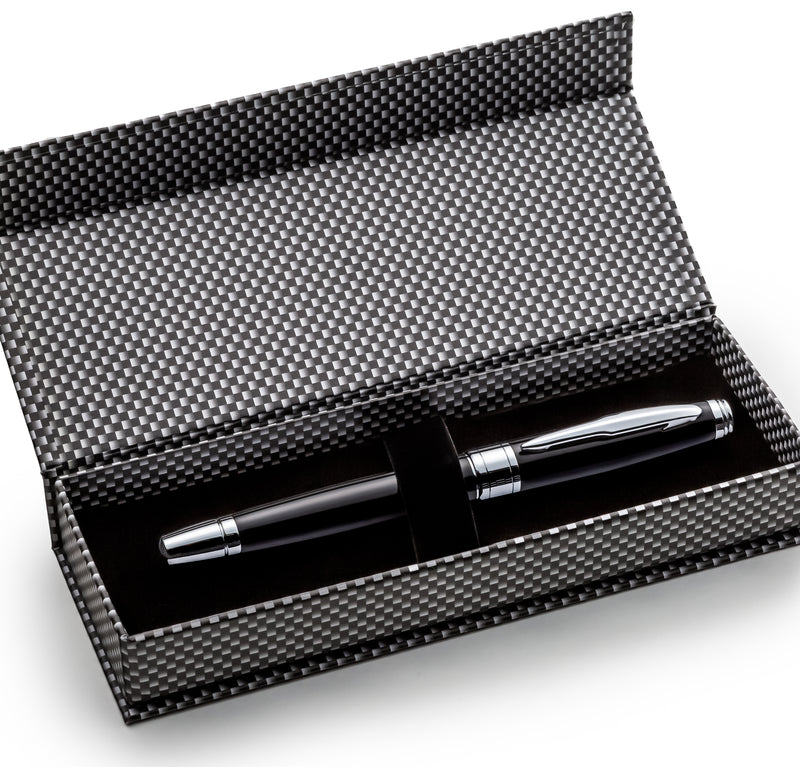 Black Fountain Pen Set with Schmidt Fine Nib - ZenZoi