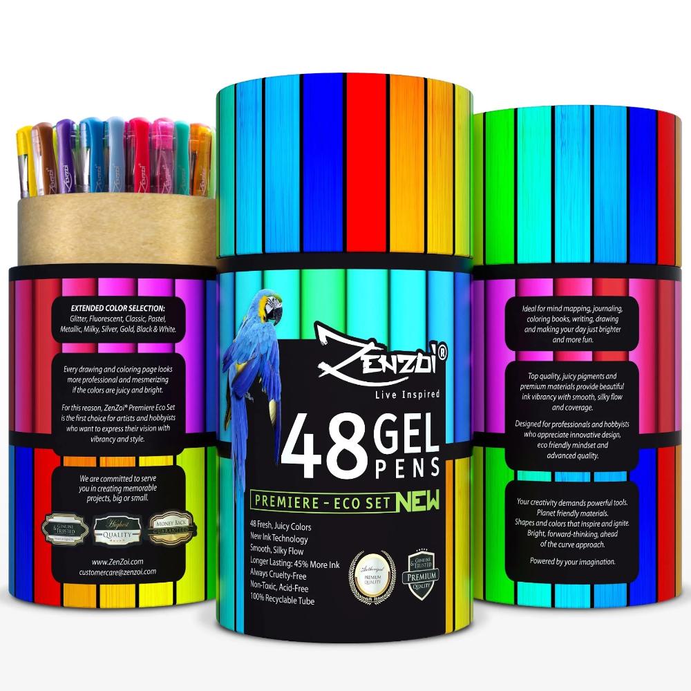 48 Unique Colors (No Duplicates) Gel Pens Gel Pen Set for Adult