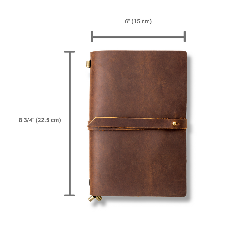 Handmade Genuine Leather Journal Notebook & Refills Paper Inserts - Large - ZenZoi