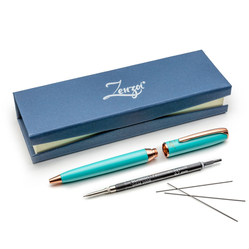 Turquoise Mechanical Pencil Set with 0.7 Schmidt Lead System - ZenZoi