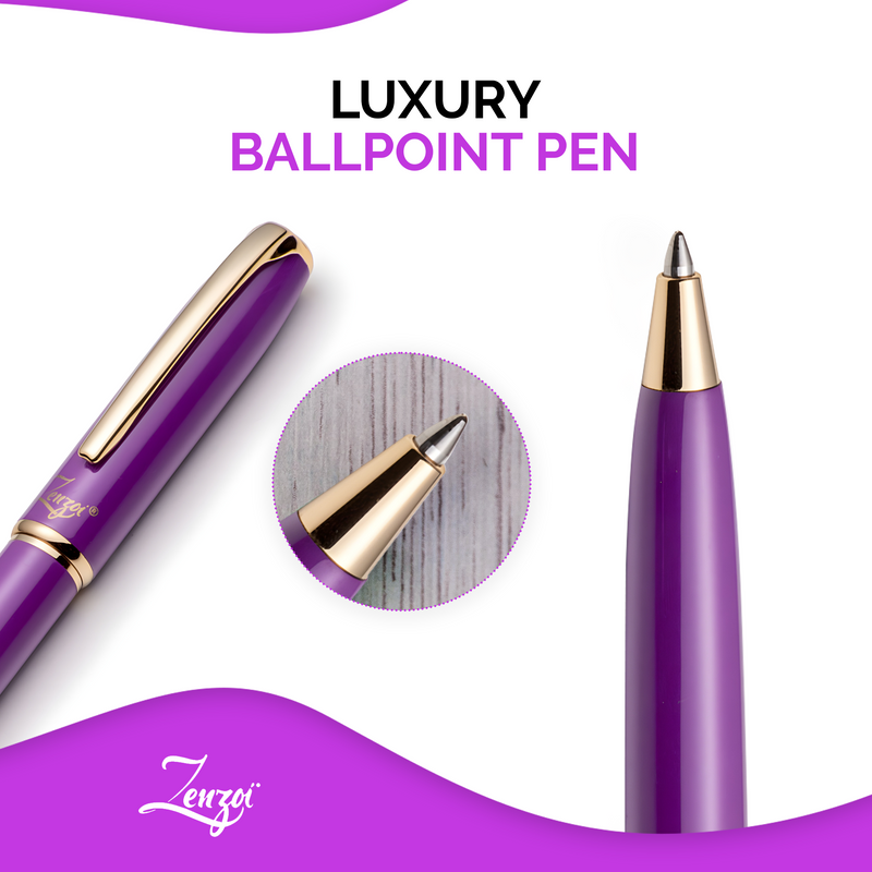 Purple Ballpoint Pen Set with Ink Schmidt Refill - ZenZoi