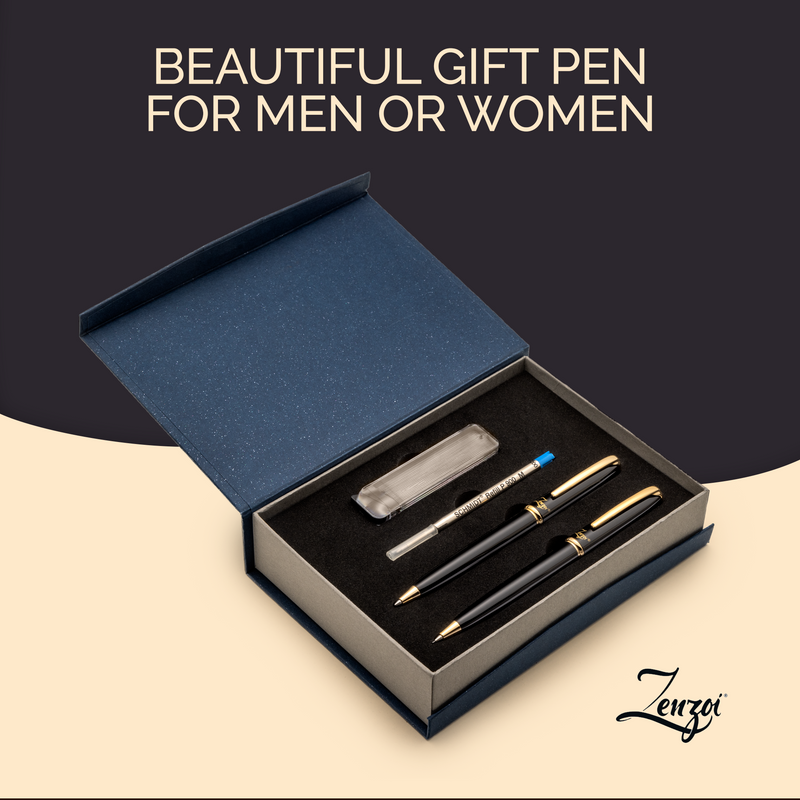 Black & Gold Pen & Mechanical Pencil Set - ZenZoi