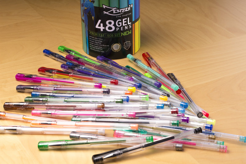 FAVOMOTO Pens 48 Colored Gel Pen Color Gel pens Coloring pens neon Color  pens Gel pens for Coloring Pen