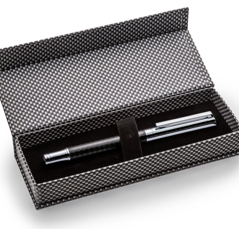 Carbon Fiber Fountain Pen Set with Schmidt Fine Nib - Modern Cap - ZenZoi