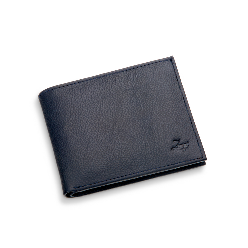 Men's Leather Bifold Wallet – Gray Leather with Bill Compartments and Credit Card Slots - ZenZoi