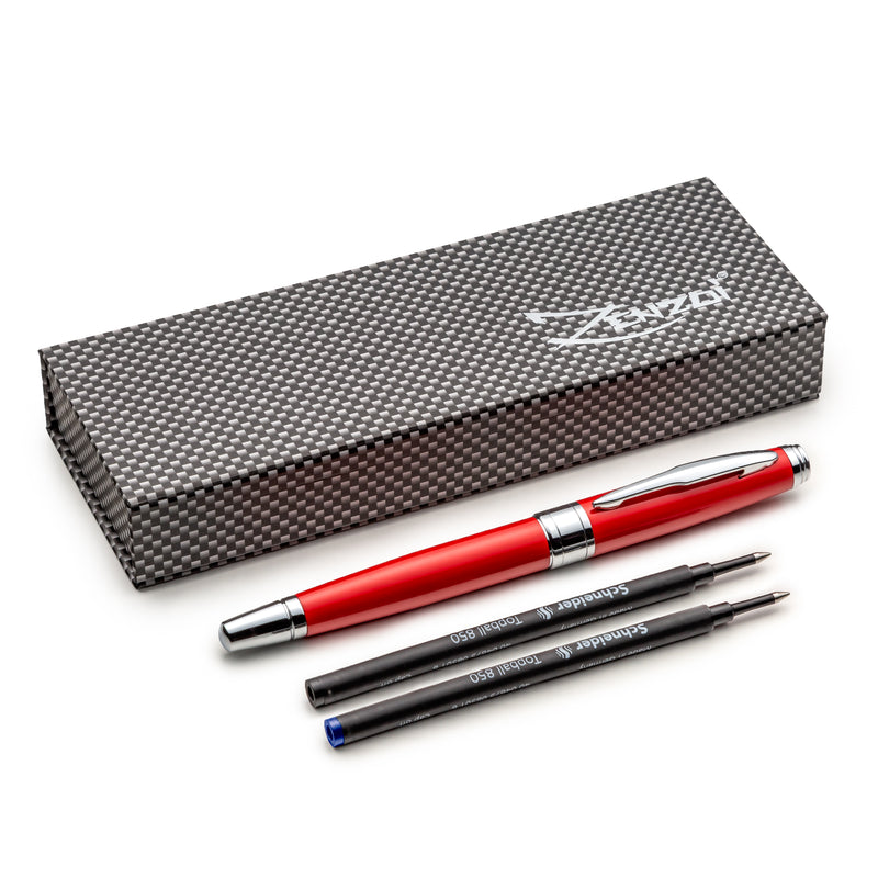 Red Rollerball Pen Set with Schneider Ink Refill - ZenZoi