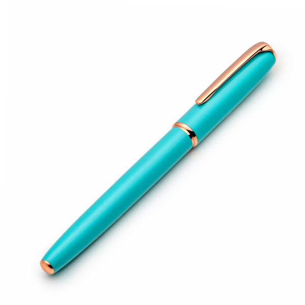 Turquoise & Rose Gold Fountain Pen with Gold Medium Nib - ZenZoi