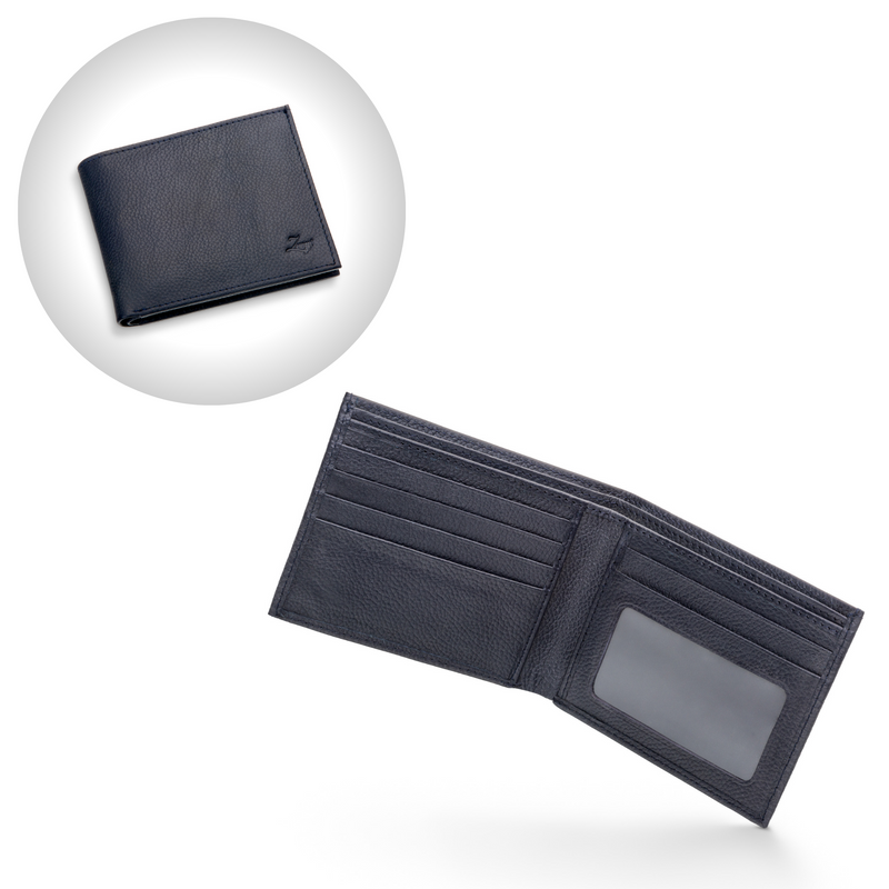 Leather Bifold Wallet with Card Slots & Bill Compartment