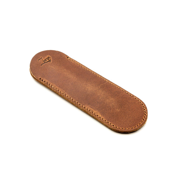 Leather Brown Pen Holder - One Pen - ZenZoi