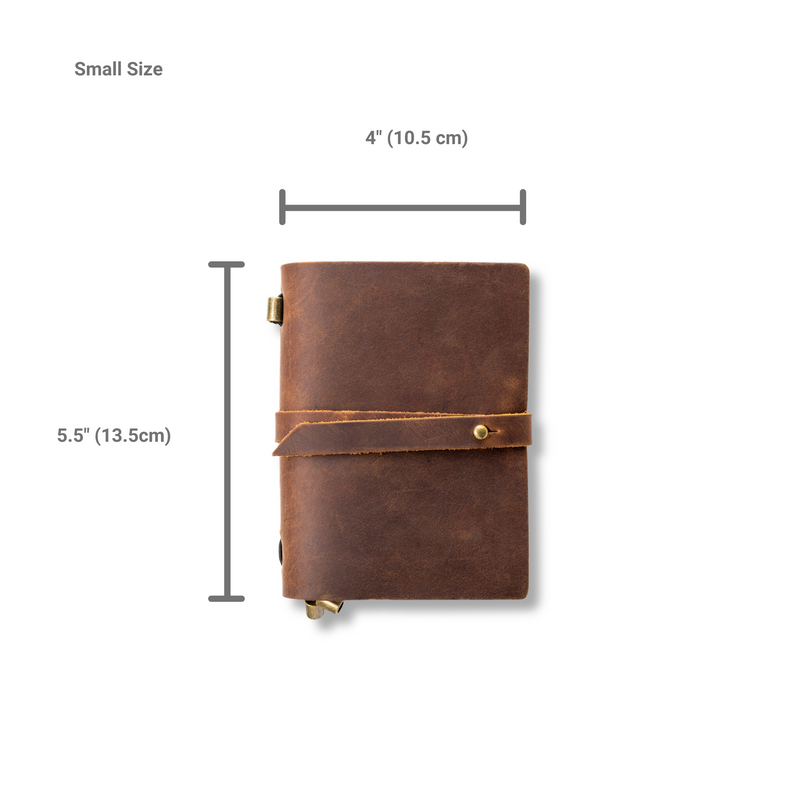 Handmade Genuine Leather Journal Notebook & Refills Paper Inserts - Small - ZenZoi