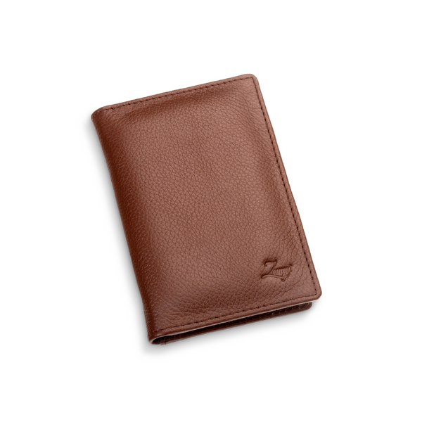 Men's Leather ID Wallet – Bifold Design, Brown Leather with ID Windows and Credit Card Slots - ZenZoi