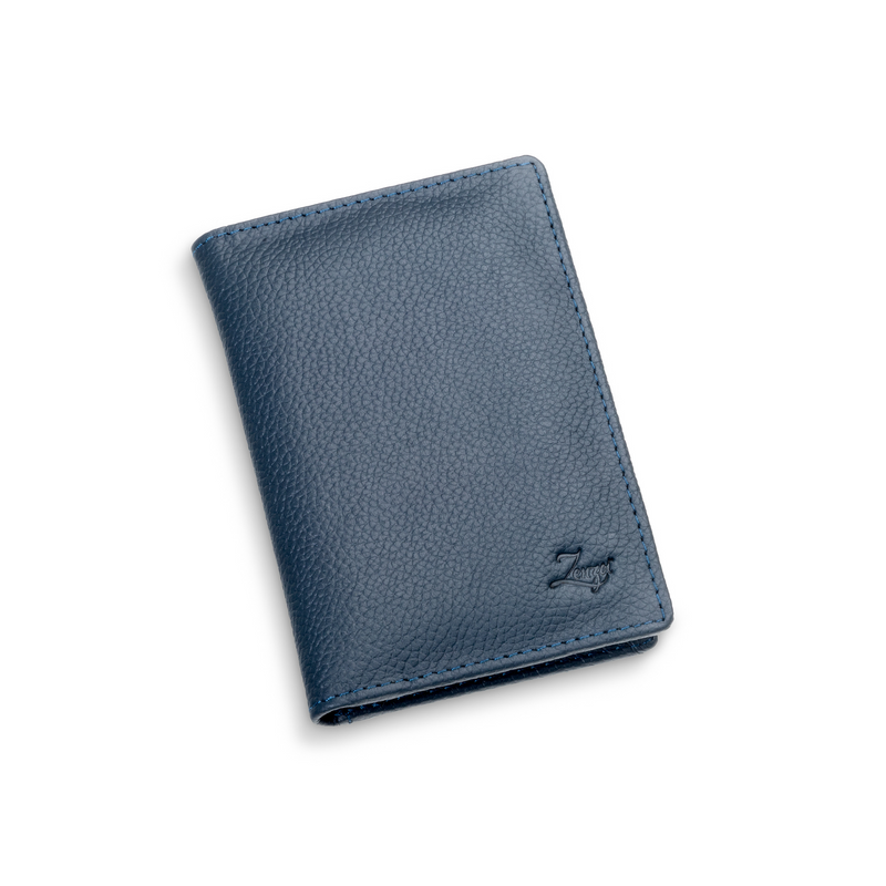 Men's Leather ID Wallet – Bifold Design, Blue Leather with ID