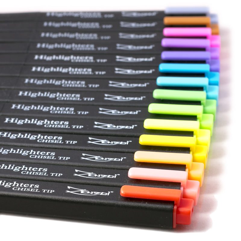 Highlighters Markers Assorted Colors Bulk Fluorescent Highlighter Marker Pens Pack – Large Value Set of 14 Color Chisel Tip Yellow Blue Green Pink