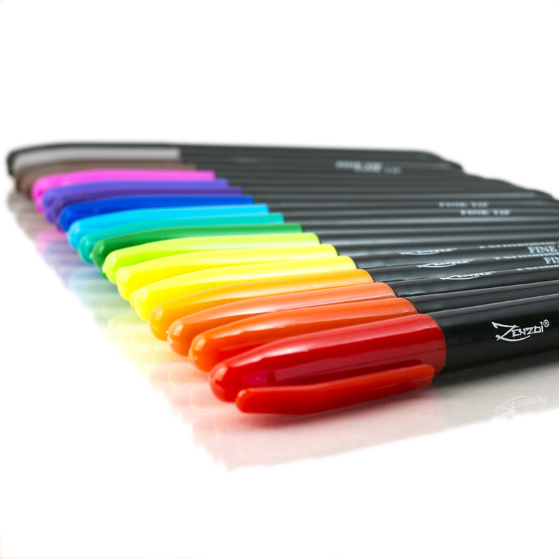 Permanent Markers Set with 18 Assorted Vibrant Colors - 36 Fine Point Felt  Tip Drawing Art Markers
