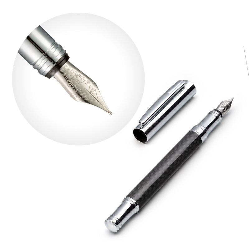 Carbon Fiber Fountain Pen Set with Schmidt Fine Nib ZenZoi