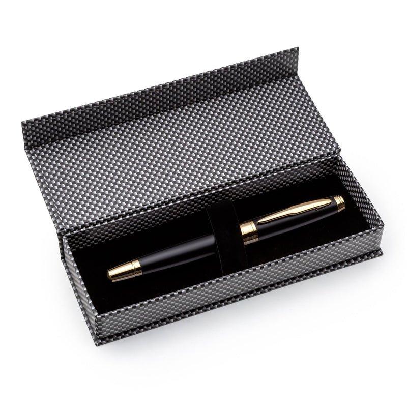 ZenZoi Luxury Black Pen & Pencil Set - High End Gift Box w/Metal Retractable Ballpoint Pen Mechanical Pencil 07mm Lead Tube & Ink Refills - Fa