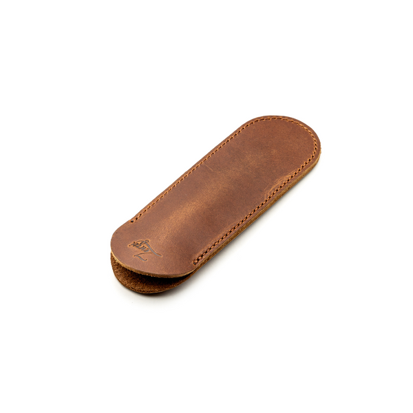 Leather Brown Pen Holder - One Pen - ZenZoi
