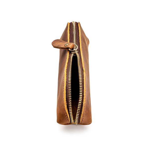 Leather Brown Pencil Case - ZenZoi