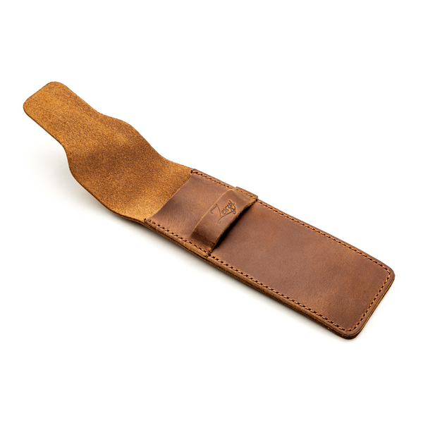 Leather Brown Pen Pouch - Two Pens - ZenZoi