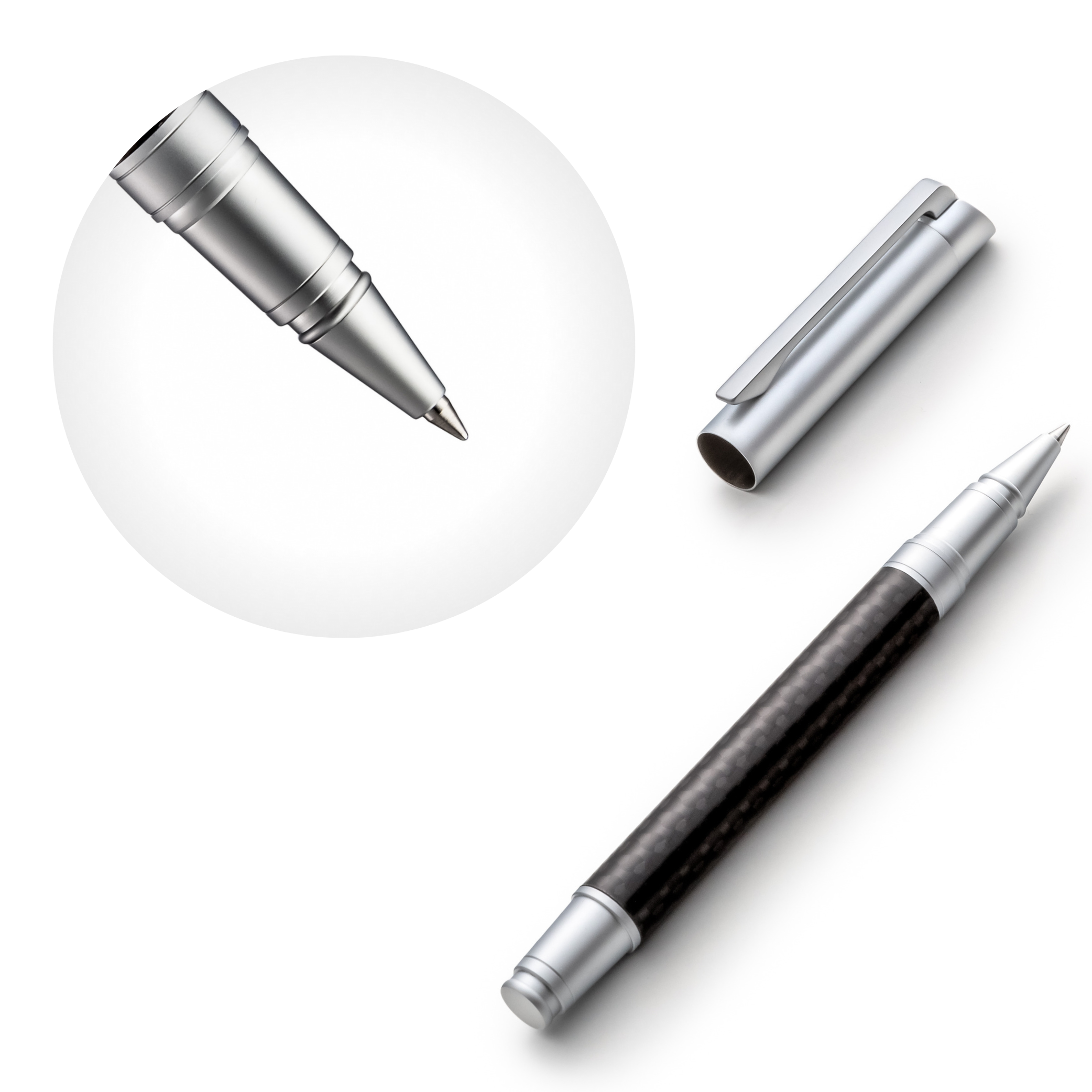 Carbon Fiber Rollerball Pen Set with Schneider Ink Refill Matte