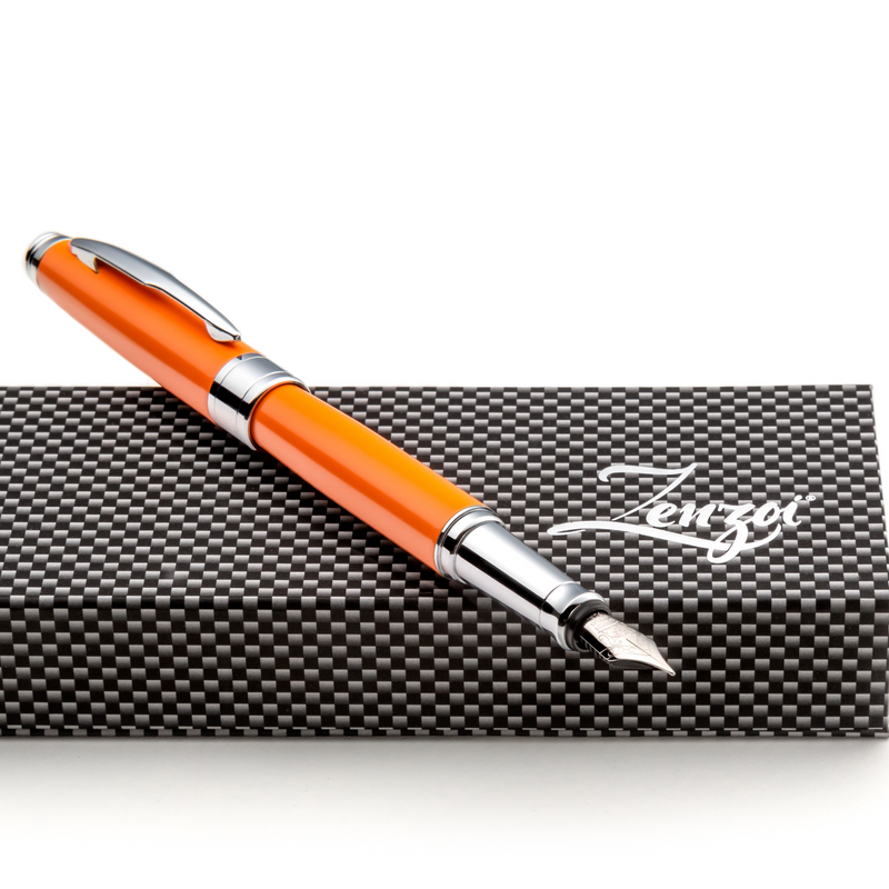 Orange Fountain Pen Set with Schmidt Fine Nib - ZenZoi