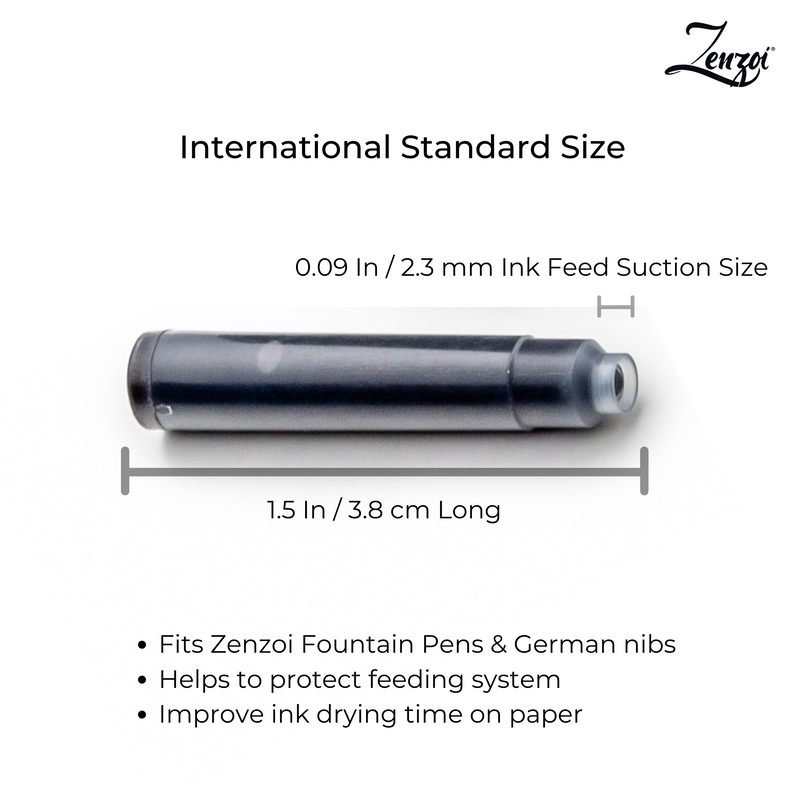 Fountain Pen Blue Ink Cartridges - 24 Pack - ZenZoi