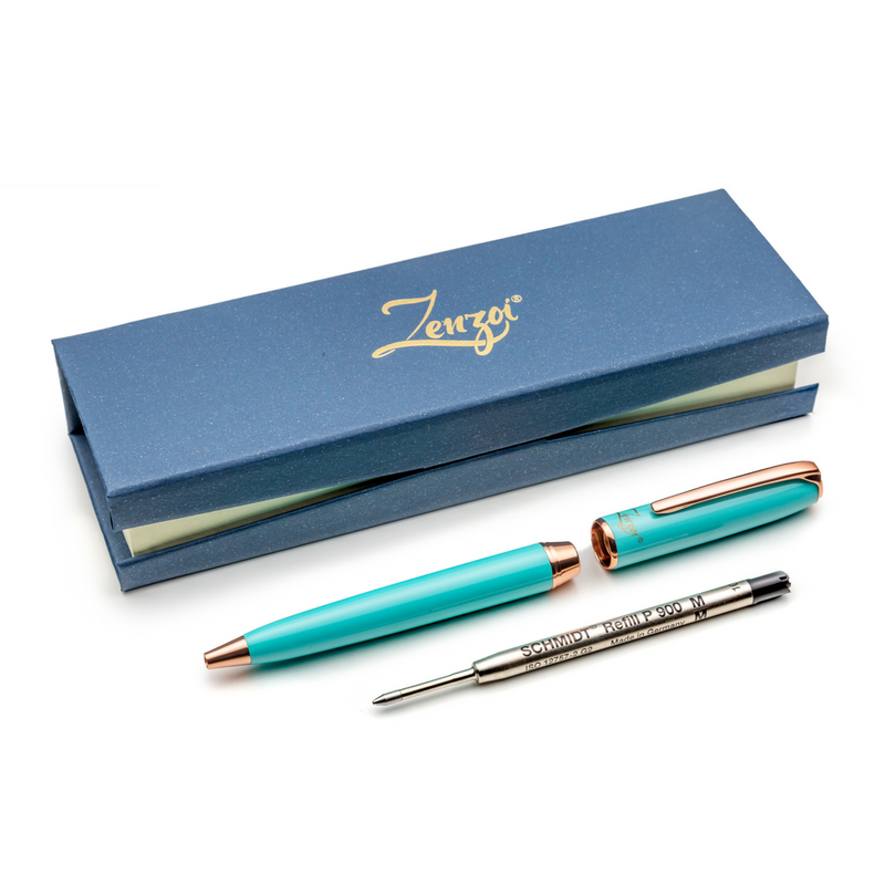 Turquoise Ballpoint Pen Set with Ink Schmidt Refill - ZenZoi