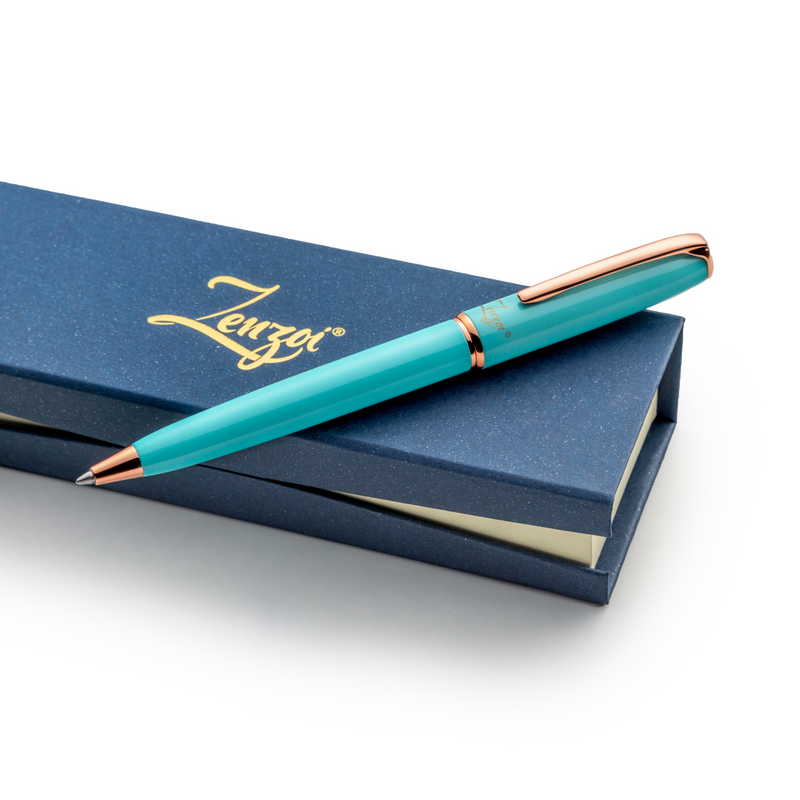 ZenZoi Purple Ballpoint Pen – Beautiful Pen W/Gold Trim. Nice, Smooth Writing Schmidt Ink Refills. Fancy, Luxury Pen Gift Set For Women, Men. Retractable, Professional, Journaling Pen