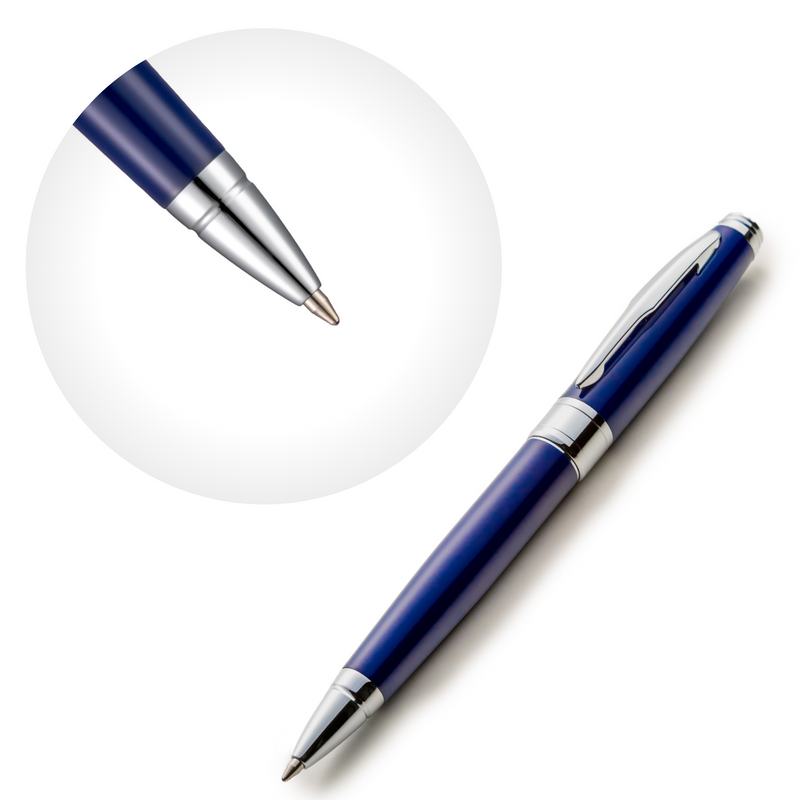 Blue Ballpoint Pen Set with Ink Refills and Gift Box - ZenZoi