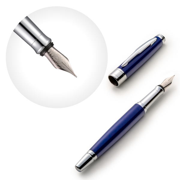 Blue Fountain Pen Set with Schmidt Medium Nib - ZenZoi