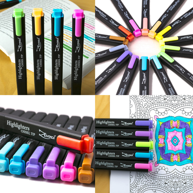 Aesthetic Highlighter Pen Set,8 Different Shapes Dual Tip Markers