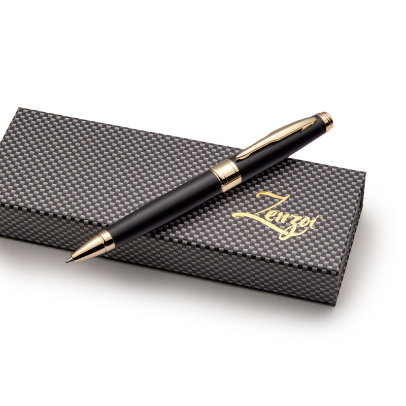 Hexagon PASTEL & GOLD Pen Smooth Writing Black Ink Pen W/ Gold