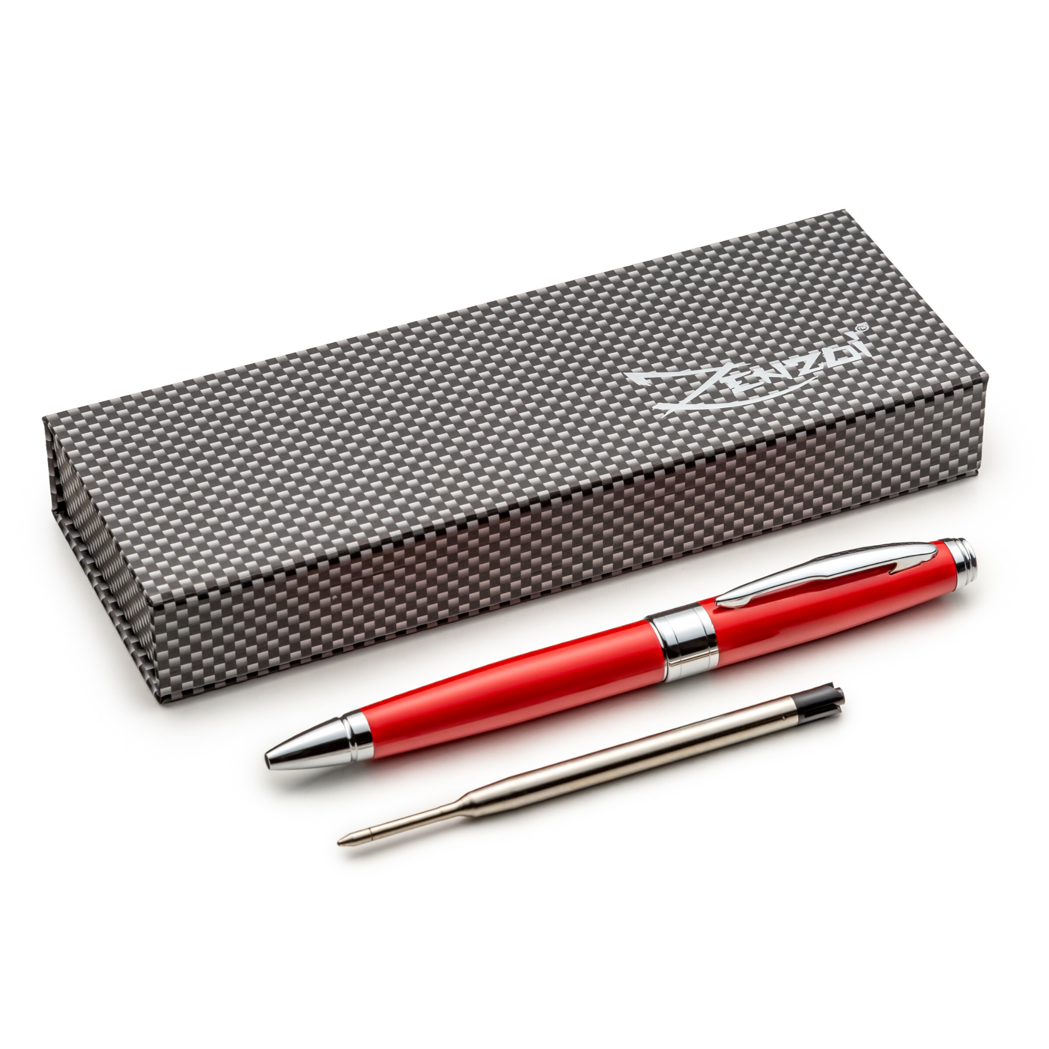 Red Ballpoint Pen Set with Ink Refills and Gift Box | ZenZoi