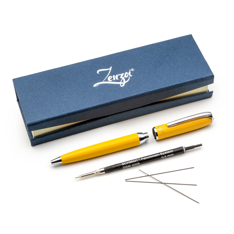 Yellow Mechanical Pencil Set with 0.5mm Lead Schmidt System by ZenZoi