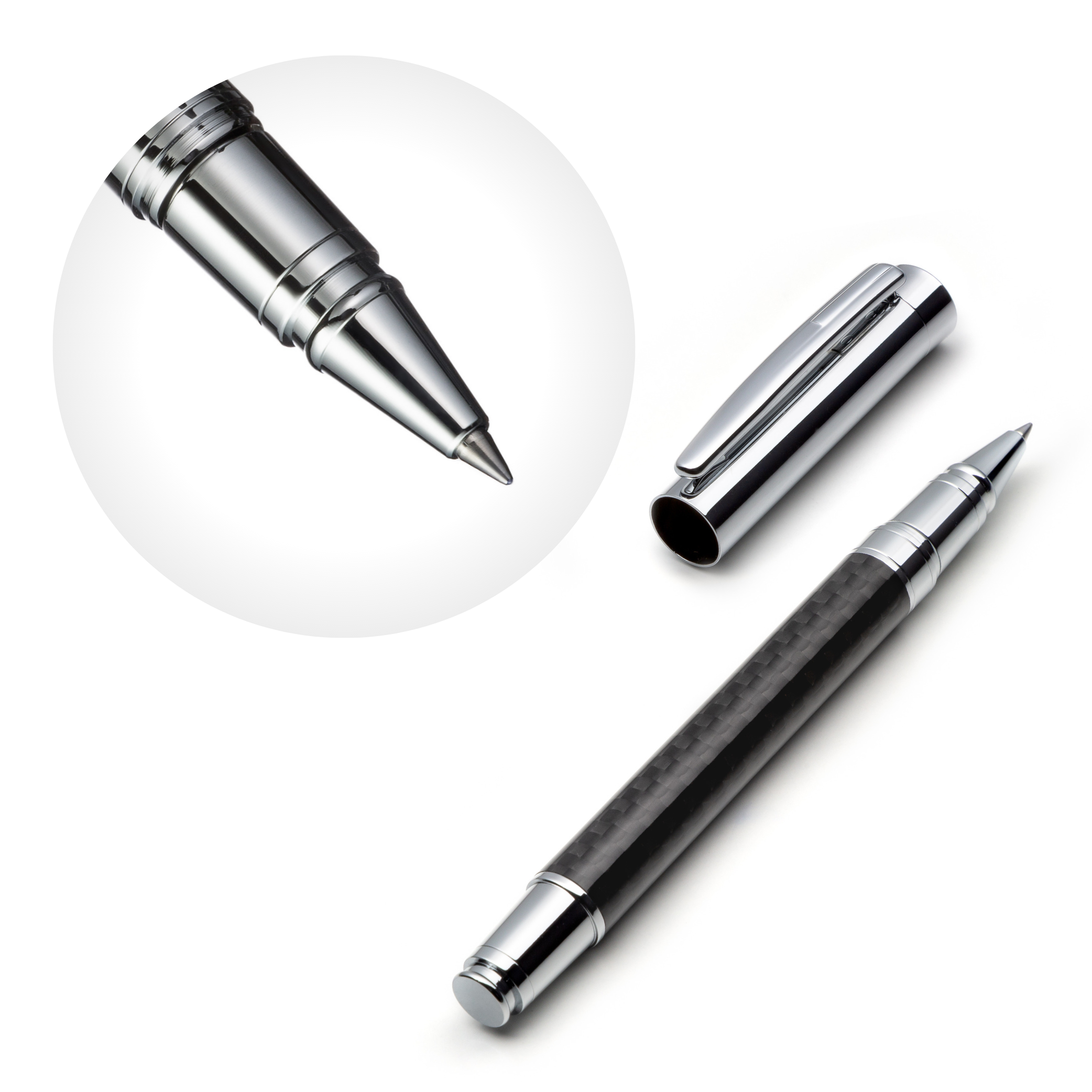 Carbon Fiber Rollerball Pen Set with Schneider Ink Refill ZenZoi