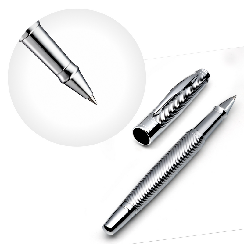 Chrome Rollerball Pen Set with Schneider Ink Refill - ZenZoi