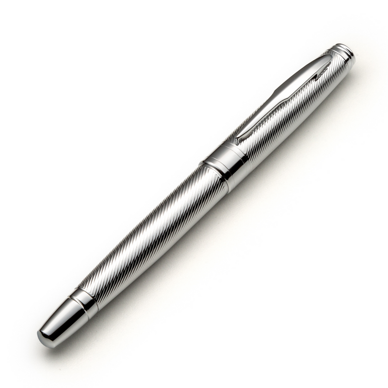 Chrome Rollerball Pen Set with Schneider Ink Refill - ZenZoi