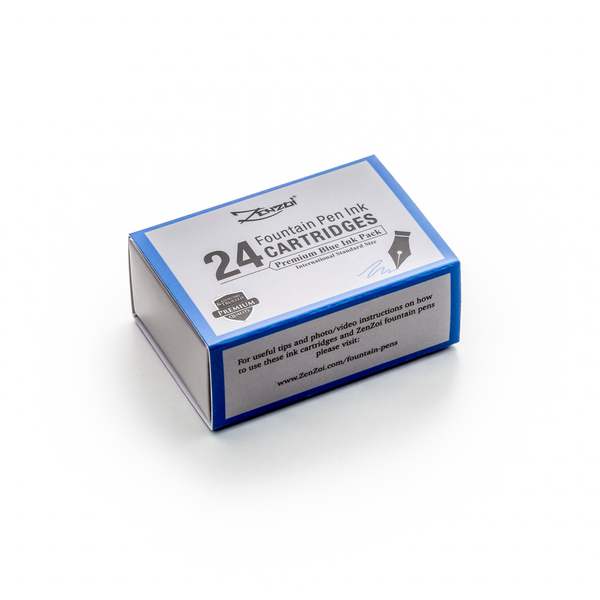 Fountain Pen Blue Ink Cartridges - 24 Pack - ZenZoi