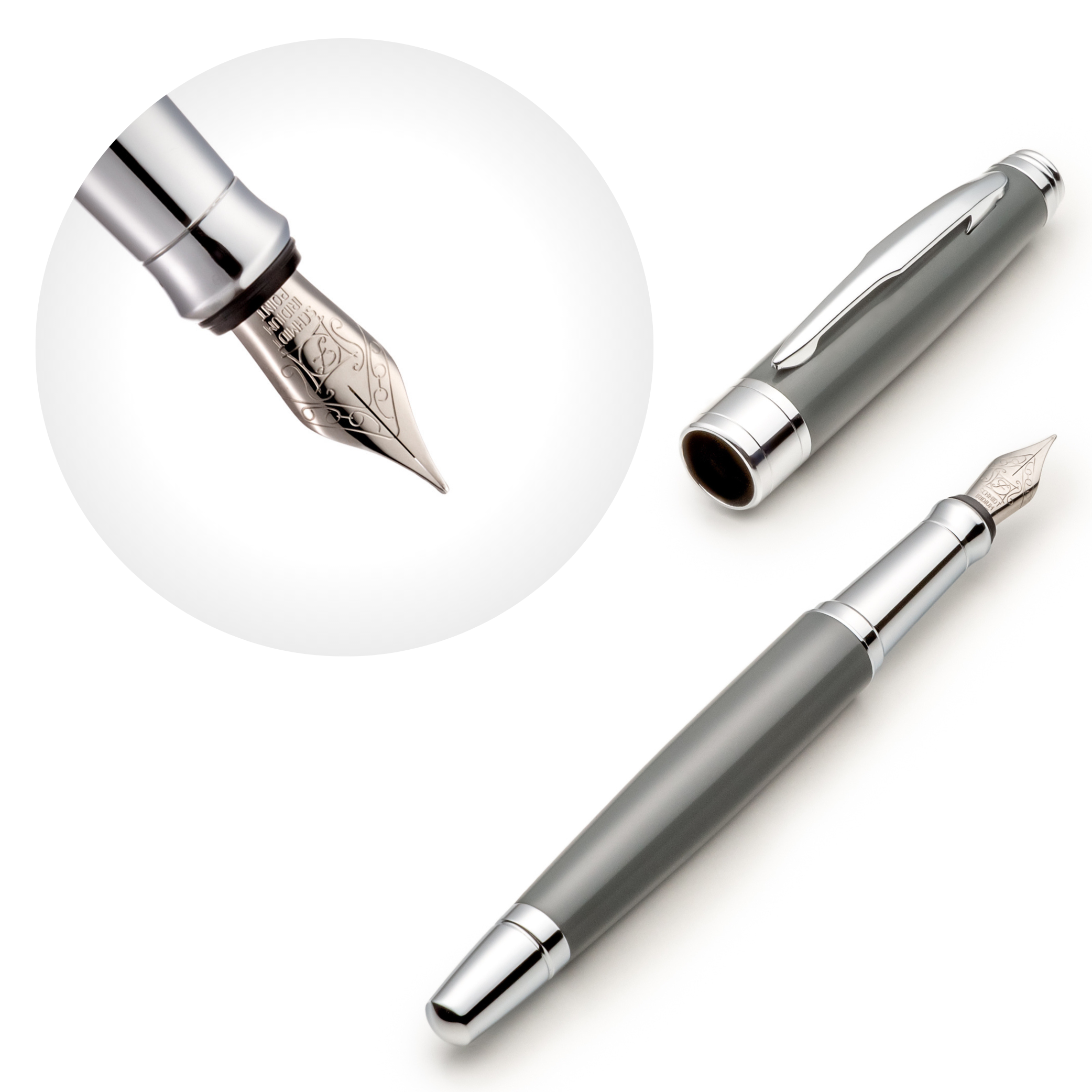 Gray Fountain Pen Set with Schmidt Fine Nib ZenZoi