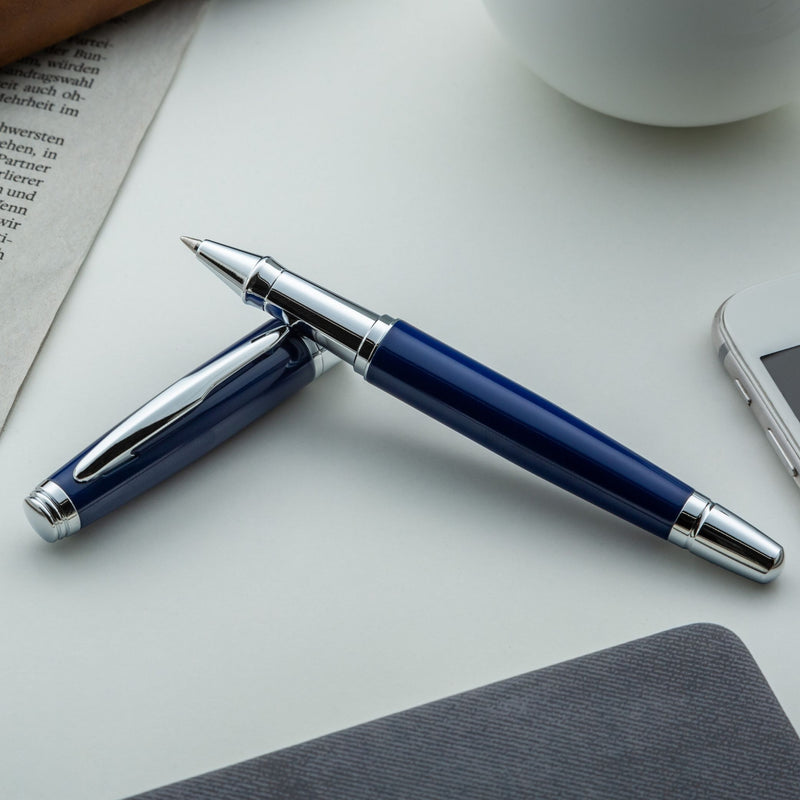 Blue Rollerball Pen Set with Schneider Ink Refill - ZenZoi