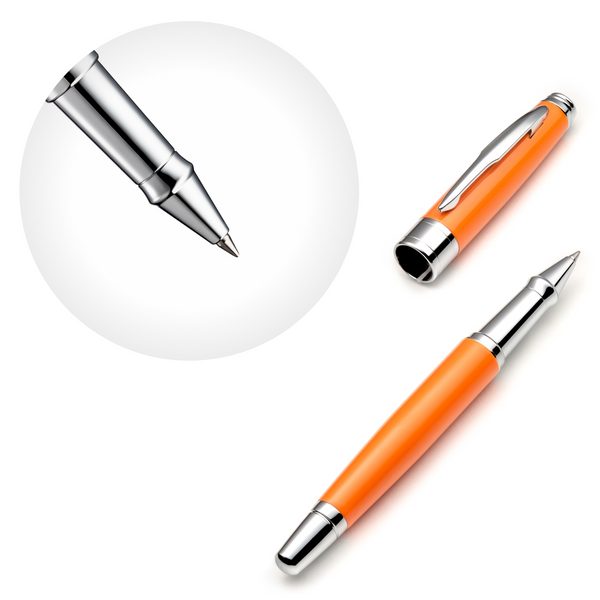 Orange Rollerball Pen Set with Schneider Ink Refill - ZenZoi